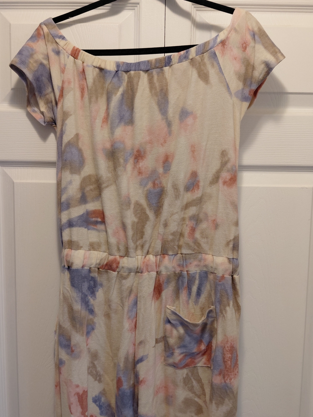 Womens Jumpsuit  Blue- Cream With Floral Pink Design. NWT. LARGE